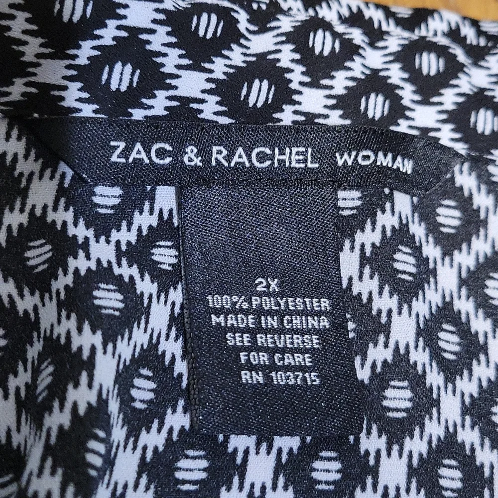 Zac & Rachel 2X black and white dressy lightweight tank - Picture 2 of 7